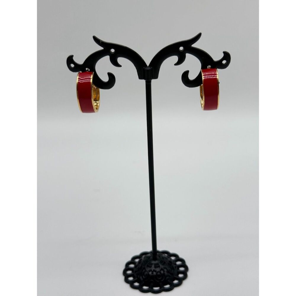 Monet red hoop earrings - Picture 5 of 6